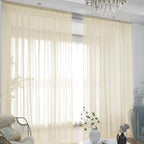 Window Light Yellow Sheer Curtains 72 Inches Long 2 Panels Sheer Curtain Basic Rod Pocket Panel for Bedroom Children Living Room Yard Kitchen (Light Yellow, 52" W x 72" L | 2 pcs)