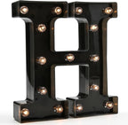 Light Up Black Alphabet Marquee Letters Sign LED Marquee Number Lights Sign for Night Light Home Bar Christmas Lamp Birthday Party Wedding Decoration H