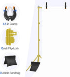EMART Backdrop Stand 10x7ft(WxH) Photo Studio Adjustable Background Stand Support kit with 2 Crossbars, 8 Clamps, 2 Sandbags and Carry Bag for Parties, Events Decoration, Wedding -Titanium Gold