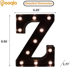 Decorative LED Illuminated Letter Marquee Sign - Alphabet Marquee Letters with Lights For Wedding Birthday Party Christmas Night Light Lamp Home Bar Decoration Z, Black