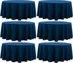 Round Tablecloth 120 Inch Tablecloth 6 Pack Navy Blue Table Cloths Washable Decorative Linen Polyester TableClothes Cover for Dining Table Banquets Buffet Parties and Wedding