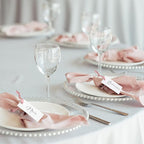 50 Pcs Name Place Cards for Table Setting Blank Wedding Place Cards with Satin Ribbon 1.57 x 3.54 Inch Hanging Gift Tags for Wedding Dinner Banquet Party Table Setting Supplies(Rose Gold)
