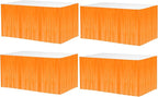 4 Pack 29x108 Inch Metallic Foil Fringe Tinsel Table Skirts for Rectangle Tables Streamer Backdrop for Wedding, Birthday, Parade Floats, Christmas, Halloween Party Decoration(New Orange)