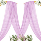 MLMC Lilac Purple Wedding Arch Draping Fabric 1 Panel 29" x 20 FT Extra Long Lavender Gauze Drapes Sheer Backdrop Curtains 6.6 Yards Outdoor Drapery Panels for Wedding Birthday Party Decoration