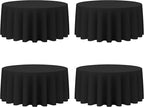 BRILLMAX 4 Pack Black Round Tablecloths 132 Inch - Circle Bulk Linen Polyester Fabric Washable Table Cloth Cover for Wedding Reception Banquet Birthday Party Buffet Restaurant