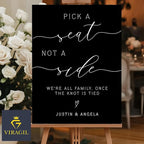 Pick a Seat Not a Side Wedding Yard Sign – Elegant Heart Design – Personalized Names – Acrylic or Plastic Outdoor Sign