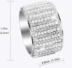 Silver Pearls 6pcs Napkin Rings Rhinestone Crystal Glass Framed Napkin Holder Handmade Serviette Buckles for Christmas, Easter, Thanksgiving Day Wedding Banquet Home Party Decoration Dining Table