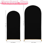 Wedding Arch Covers Arch Backdrop Cover Arch Stand Covers 7.2FT 6FT Set of 2 Arch Cover Spandex Fabric Stretchy Backdrop for Wedding Birthday Party Decoration Baby Shower (Black, Cover Only)