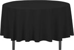 LinenTablecloth 90-Inch Round Polyester Tablecloth Black