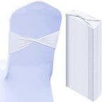 Kinlop 50 Pcs Spandex Chair Sashes Bows Chair Bands Slider Sashes for Covers Elastic Bands Ties Without Buckle Decorations for Wedding Party Events Ceremony Birthday(White)