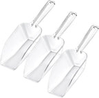 3 Pcs Clear Plastic Ice Scoop Set, Small Acrylic Serving Scoops For Candy Buffet, Canisters, Dry Goods Multi-Purpose Kitchen Food Scoop For Coffee, Tea, Flour, Wedding Desserts (7.8 Inch Long)