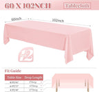 12 Pack 60 x 102 Inch Rectangle Tablecloth Pink Polyester Tablecloth for 6 Feet Rectangle Tables,Washable Fabric Table Cloth for Wedding Dining Table Buffet Parties Camping