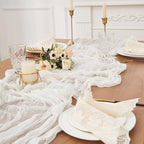 Ivory White 6 Pack Cheesecloth Table Runner 120 Inch 10 FT Boho Rustic Gauze for Wedding Baby Shower Party Farmhouse Summer Home Decor Washable