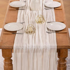 MLMW 6 Pack Ivory White Table Runner Cheesecloth Boho Gauze Rustic Cheese Cloth Table Runner 160 inch Sheer 13.3ft for Thanksgiving Wedding Party Baby Bridal Shower Birthday
