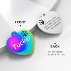Dog Tags Personalized for Pets - YEHANTI Personalized Dog Tags with Dog Paw, Durable Stainless Steel Pet ID Tags for Small Large Dogs Cats, Custom Dog Name Tags Engraved on Both Sides (Heart)