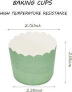 Whaline 120Pcs Sage Green Paper Baking Cups Scalloped Edge Cupcake Wrappers Gradient Green Cupcake Muffin Cases for Wedding Birthday Baby Shower, 3 Colors