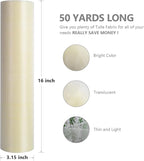 Crystal Organza Fabric Tulle - 16" by 50 Yards Sheer Fabric for Wedding Party Decoration Bridal Shower Tutu Roll Netting Spool Ribbon Wrapping (Ivory)