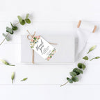 Andaz Press 100-Pack Personalized Thank You for Celebrating with Us Wedding Favor Tags with Bakers Twine Peach Coral Floral Garden Custom Cardstock Wedding Gift Tags for Party Favors 2 x 3.75-Inches