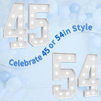 Marquee Numbers Large 54th-Birthday Decorations: 4ft Light Up Number Party Decor 54 Year Old Women And Men 45th Birthday Decoration Backdrop 45 Anniversary Cardboard Big Mosaic Balloon Frame Number 54