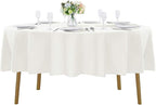 60 inch Round Tablecloth Washable Polyester Table Cloth Decorative Table Cover for Wedding Party Dining Banquet（60 inch,Ivory）
