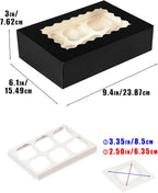 Bakepacker Auto-pop up 6 Cupcake Boxes with Window 20 Count Black Box 9.4 x 6.1 x 3 inch Cupcake Carrier