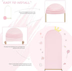 SoarDream 7.2FT Wedding Arch Cover Pink Spandex Fitted Wedding Arch Stand Covers Fitted for Round Top Chiara Arch Cover Fabric Stretchy Backdrop for Bridal Baby Shower Birthday Party Balloon Decor