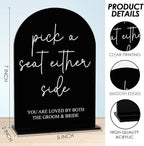 Black Pick a Seat Not a Side Wedding Sign, Engagement Bridal Shower Decor fo Ceremony Reception Party, Weddings Table Acrylic Sign