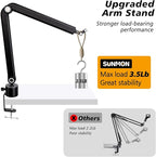 SUNMON Mic Stand Boom Arm - Microphone Arm Compatible with HyperX QuadCast, 360° Rotation Microphone Stand, Weighted Metal Mic Boom Arm for HyperX QuadCast,Blue Yeti,Shure MV7,Rode and Most Gaming
