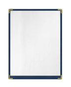 Goodsmart Restaurant Menu Covers – 25 Pack Blue 2-View, Top-Loading Menu Holders, Vinyl & Plastic Café Menu Covers, Clear Menu Sleeves, Fits 8.5" x 11", Leather-Style Design, Gold Corners