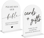 2Pcs Sign Our Bible Wedding Sign Cards and Gifts Signs for Wedding Engagement Party Bridal Shower Baby Shower Table Desk Acrylic Decor