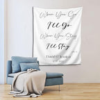 Where You Go I'll Go Where You Stay I'll Stay Backdrop, Custom Tapestry With Names and Date, Rustic Wedding Sign, Personalized Calligraphy Banner for Ceremony, Arch, Reception