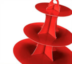 3-Tier Cupcake Stand, Cake Stand holder, Tiered DIY Cupcake Stand Tower for Dessert Table Displays, Birthday Theme Party Favors Decoration, Floral Tea Party, 12" W x 12.8" H, Red