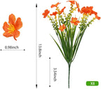 16 Pcs Artificial Fall Flowers for Outdoors, UV Resistant Outdoor Fall Fake Flowers Plants Fuax Fall Shrubs for Autumn Home Garden Porch Window Box Thanksgiving Fall Outdoor Decor
