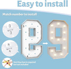 4FT Marquee Light Up Numbers 9,Party Decoration Large Marquee Light Up Letters with Weighted Water Bag,Pre-cut Foam Board Set Can Be Used for Birthdays,Weddings,Baby Anniversaries
