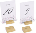 UNIQOOO 12 Pack Gold Birch Wood Stands /1.2mm Slot for Cardstock, Wedding Table Numbers Holders, Photo Holder, Photo Display Stand for Event Decor, Retail Shop, Cafe Restaurant Menu, Business Card, Name Tag