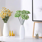 6 pcs Handmade Ceramic Roses,Featuring Vibrant Colors and Intricate Petal Details Floral Decorations Wedding Decoration Christmas Decor Gift Providing Long-Lasting Beauty (Green)