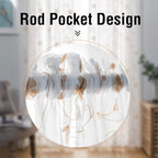 Floral Embroidery Gold Sheer Curtains 84 Inches Long, Rod Pocket Sheer Drapes for Living room, Bedroom, 2 Panels, 52"x84", Semi Crinkle Voile Window Treatments for Yard, Patio, Villa, Parlor.