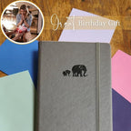 SETTINI Dotted Journal, Ideal for Bullet Journaling - A5 Vegan Leather Notebook, 192 Archival-Quality Pages, QuillEase Bleed-Free Paper, Inner Pocket & Bookmark - Elephant Gifts for Women & Men, Grey Elephants