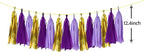 ZOOYOO Shiny Tassel Garland Tissue Paper Tassel Banner Table Decor,DIY Kits for Birthday,Wedding,Bridal Shower,Bachelorette,Graduation,Anniversary,Party Decorations,Pack of 15(Purple Gold)