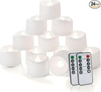 Homemory 24pcs Remote Timer LED Tea Lights Candles, 400+Hours Flickering Flameless Battery Operated Votive Candles for Tabletop Lighting, Centerpieces Decor, Holiday Decor