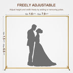 Walensee 7.9FTx6.6FT Gold Wedding Arch Backdrop Stand, Adjustable Square Metal Arch Frame for Ceremony Party Birthday Baby Shower Bridal AnniversaryGarden Balloon Photo Decoration