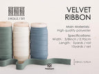 Vitalizart Velvet Ribbon Dusty Green Blue 3/8" x 15 Yd Fabric Trim 3 Rolls * 5 Yd for Christmas Wreath Decoration Craft Ornaments Gift Wrapping Bows