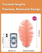 NEWONG 30pcs Rouge Pink Ostrich Feathers Natural Bulk 9-12in（23-30cm） Vase Craft Wedding Home Party Centerpieces Christmas Day Decoration