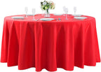 Cupuamon 120 inch Round Tablecloth Washable Polyester Table Cloth Decorative Table Cover for Wedding Party Dining Banquet（120 inch,Red）