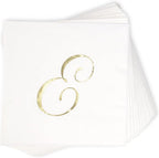 Gift Boutique 100 Gold Monogram Cocktail Napkins Letter E Disposable Paper Hand Towels for Bathroom Wedding Baby Shower Holiday Party Decor