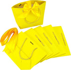 HUAPRINT Gift Bags with Handles,7.48×3.54×7.9 inches,Party Favor Bags with Bow Ribbon,12Pcs Yellow Paper Bags for Birthday Wedding Bridesmaid Present Celebration Holiday