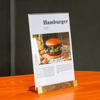 Acrylic Sign Holder 8.5x11 Inch with Wood-Color Base, Tabletop Display Sign Frame Vertical Clear for Store/Coffee Shop/Restaurant Menu Display Hotel/Office Show Exhibitions Holder, 2 Pack L Shape