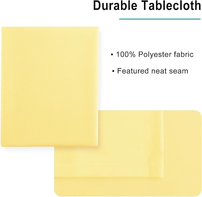 Hiasan Light Yellow Tablecloth Square - Waterproof and Wrinklr Resistant Washable Polyester Fabric Table Cloth for Dining Room and Outdoor Use, 30 x 30 Inch