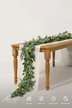 Ling's Moment Flower Garland - 6FT Eucalyptus & Rose - Sweetheart Table Decor for Wedding Reception, Artificial Floral Garland for Mantle, Spring Garden Ceremony, Christmas Decoration, Ivory White