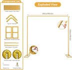 Wedding Arch Backdrop Stand Square 8.2FT Heavy Duty Metal Frame, Balloon Arch Stand Adjustable Photo Booth Decor for Baby Showers, Halloween Parties, Birthdays, Anniversaries